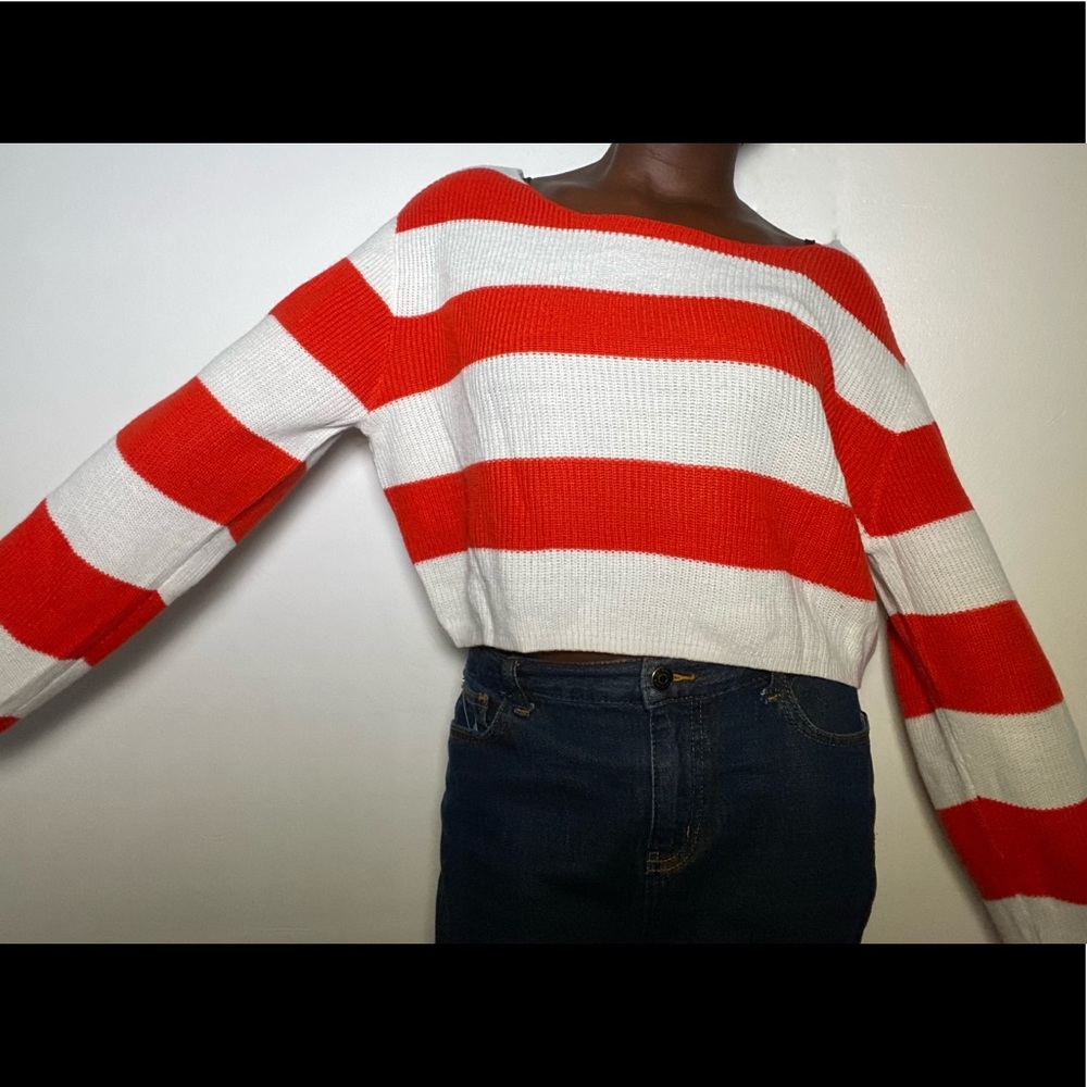 Striped crop top sweater